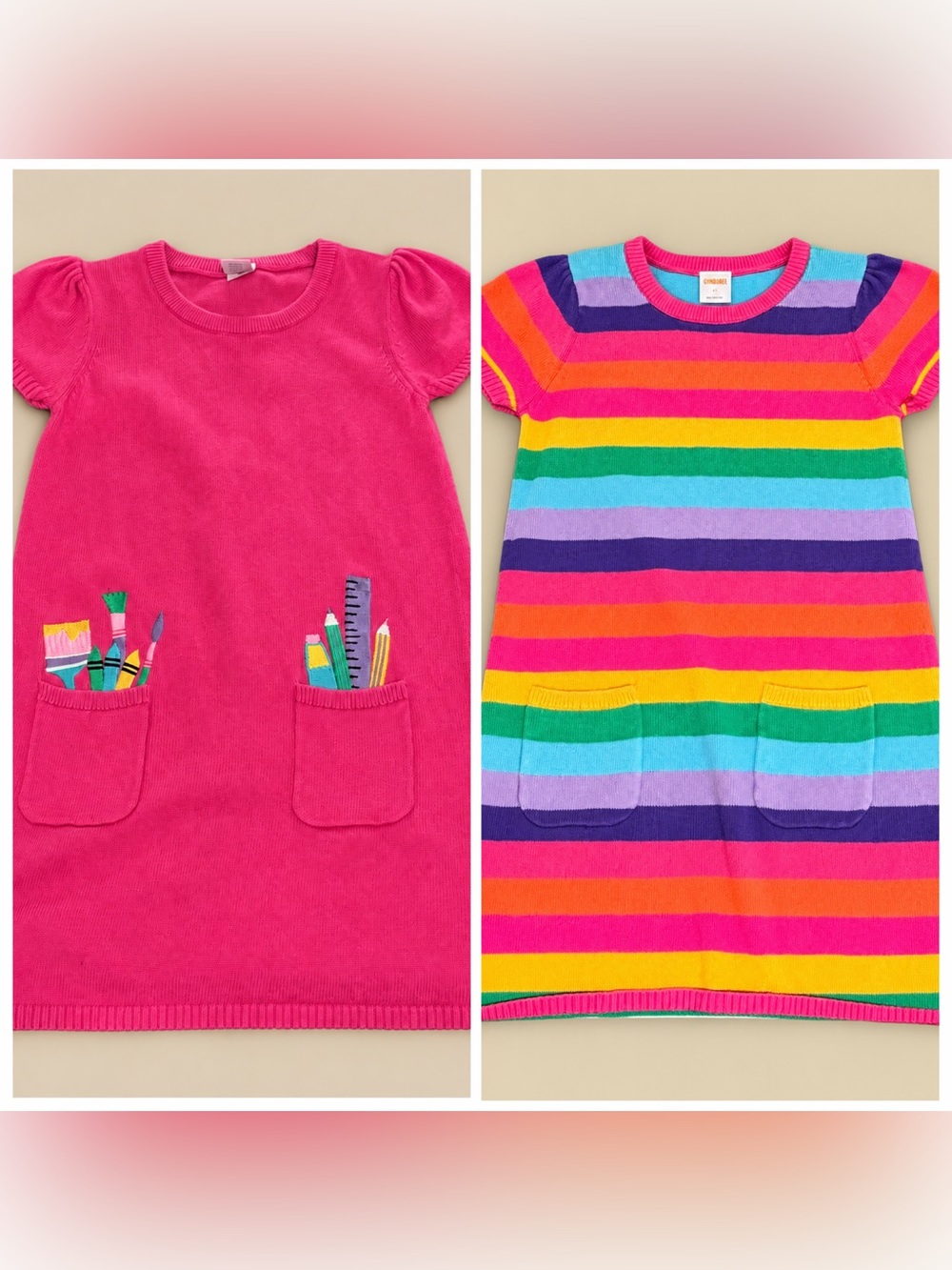 Girls Size 7 Gymboree Knit Dresses Bundle – Rainbow & Pink Art Supplies